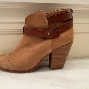 Rag & Bone Harrow Booties Made In Italy MINT Sz 39 US 8 Beige Nubuck-Brown Strap